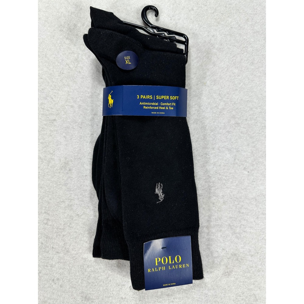 Polo Ralph Lauren Mens 2 Pack Super Soft Dress Socks Black XL 13-16